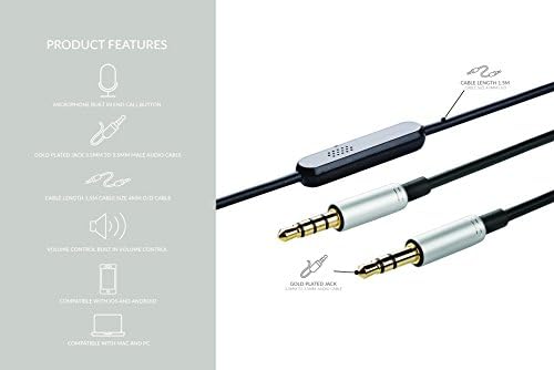 AGS Retail Ltd Compatible Audio Upgrade Cable Replacement for Sony MDR Series - Black, 1.5m Audio Cable with 3.5mm Audio Jacks in Slim Mould Design | Audio Accessories