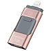 Produktbild iPhone USB Flash Drives IOS Externer Speicher USB 3.0 Jump Drive 3-in-1 Lightning Speicher USB Stick, verschlüsselter Flash Memory Stick für IOS Android PC Compute (256GB, Roségold)