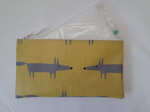 Handmade Oilcloth Baby Wipes Travel Case / Holder - Scion Sulphur Yellow Mr Fox Mini