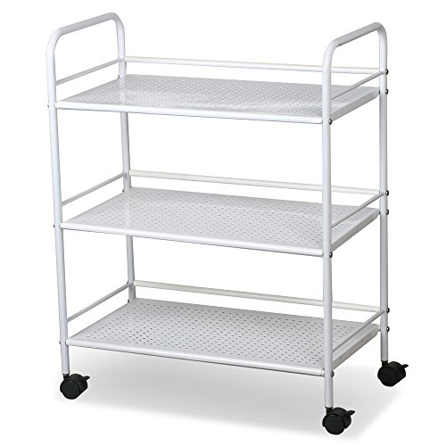 tinkertonk 3 Shelf Large Beauty Salon Trolley Cart Spa Storage Tray Therapy Dentist Hairdresser Treatments, White
