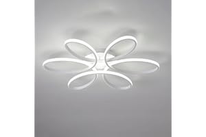 BOMKRA LED Ceiling Light with Flower Shape, Modern Creativity Chandelier Fixtures, Flush Fitting Ceiling Lighting Fixture for Living Room Bedroom Kitchen, White, White Light