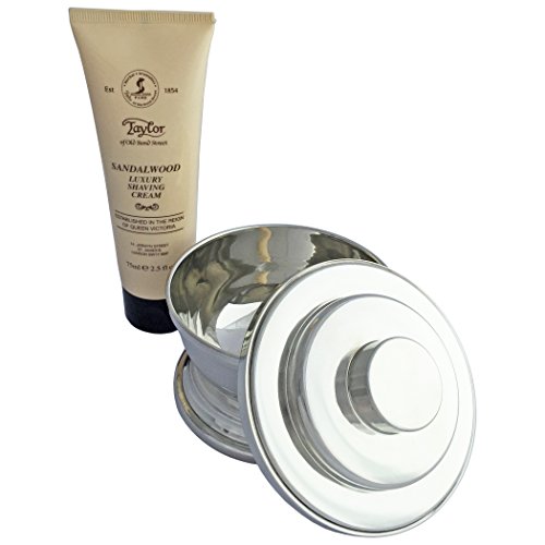 English Pewter Cambridge Lidded Shaving Soap with 75ml Shaving Cream