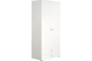 ‎TRENDTEAM SMART LIVING trendteam smart living - Basics - Kleiderschrank - Weiß - Garderobenschrank mit 2 Türen, 1 Hutablage, 1 Kleiderstange und 2 Schubladen - (BxHxT) 81 x 176 x 51 cm - Moderner Stil