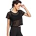 Produktbild Frauen Tops Ba Zha HEI Frauen Schwarz Mesh Vertuschen Sport Meshed Top Tanzen Fitness Shirt Transparent Mesh Clubwear Bluse Body T-Shirt Tunika Neue Mode Vier Jahreszeiten Tops (Schwarz, XL)