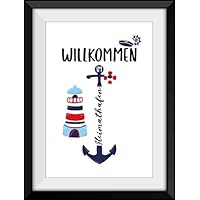 Wand Deko Bild DIN A4 Print WOHNEN HEIMATHAFEN 1 Geschenkidee ohne Rahmen Poster Plakat Wandbild