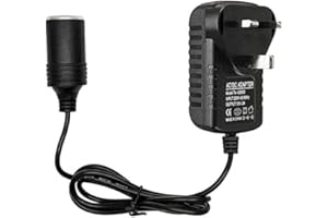 YYANG Car Plug Adapter, Car Cigarette Lighter DC Adapter 100V-240V to 12V 2A Power Socket Adapter Converter, Household Cigarette Lighter Socket Power Adapter Charger UK Plug (Black)