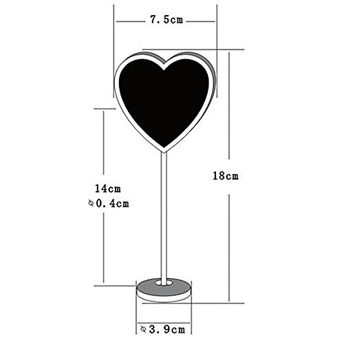 10 Stk Mini Holz Tafel Chalkboard Staffelei mit Ständer und robust Dicke Basis Herzform - 5
