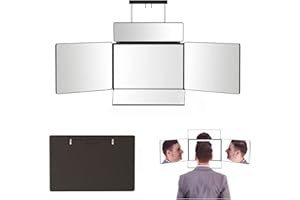 BTSAE 360 Mirror, 3 Vie Specchio Trittico, Specchio Da Barbiere A 360 °, Barbiere Specchio 360 Gradi Capelli - Vedi la parte posteriore della testa, 30 * 20 cm*3, Staffe Regolabili in Altezza
