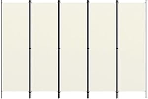 vidaXL Biombo Divisor de 5 Paneles, Biombo Plegable, Separador de Ambientes, Pantalla de Privacidad para Salón Oficina Jardín, Blanco 250x180 cm