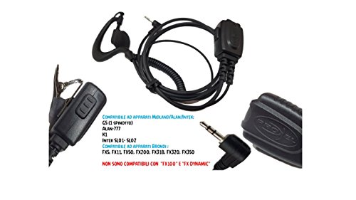 Proxel PJD-1307C MICRO-AURICOLARE CON CONNETTORE 2,5mm E SUPPORTO, CAVO SPIRALATO PER MIDLAND/ALAN/BRONDI/INTEK