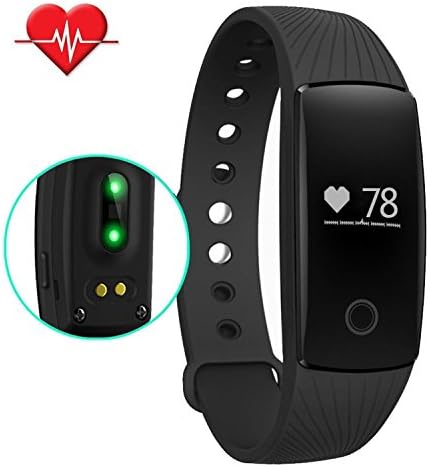 Heart Rate Monitor Wristband Waterproof ,TopYart ID107 HR Waterproof Fitness Tracker Heart Rate Monitor Bluetooth 4.0 Sleep Monitors Pedometer Calorie Tracking Wristband for Android iOS Smartphone (Black)