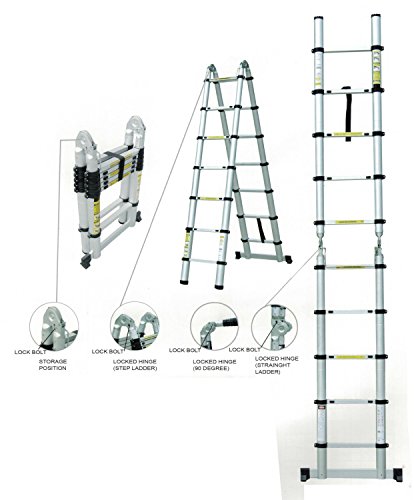 Preisvergleich Produktbild Teleskopleiter Klappleiter ausziehbare Leiter Mehrzweckleiter Aluleiter Ausziehleiter Stehleiter Anlegeleiter aus Aluminium bis 3,80m