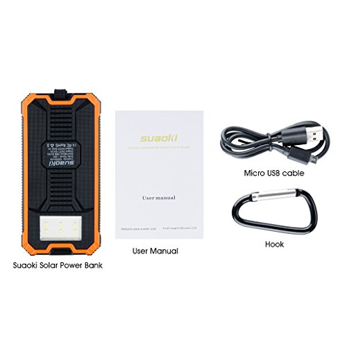 Suaoki - 10000mAh Bater a Externa Cargador Solar PowerBank con Linterna LED Port til cargador con panel solar para Smartphone y tablet reviews Suaoki - 10000mAh Bater a Externa Cargador Solar PowerBank con Linterna LED Port til cargador con panel solar para Smartphone y tablet