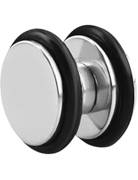 bkwear 1 Stück Fake Plug M83 kla Magnet Ohrring Edelstahl 6 mm ohne, 8 mm mit Kautschuk - kein Ohrloch notwendig