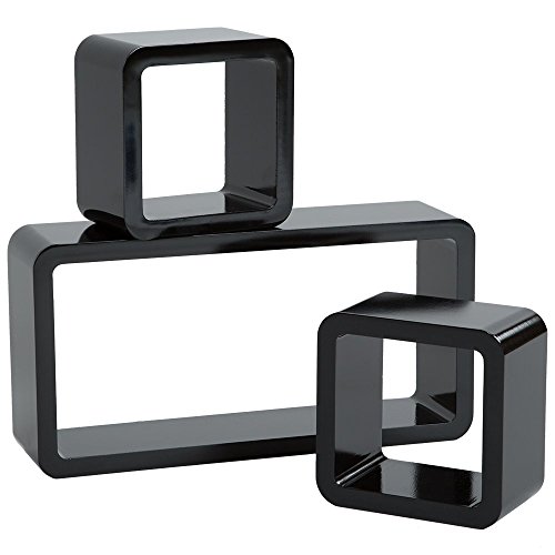 TecTake® 3er Set Wandregal Hängeregal Bücherregal Cube Lounge CD Regal schwarz - 2