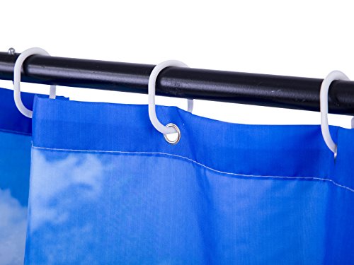 beddingleer 180 cmx180 cm hellen blauen Meer und Himmel Wasserdicht Duschvorhang, Dekorationswand Duschvorhang aus Stoff, mit Haken Serie Nature 180,3 x 180,3 cm - 2