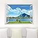 Produktbild TYKCRt Wandaufkleber Natürliche Meer Berg Regenbogen Landschaft 3D Fenster Wohnzimmer Schlafzimmer Sofa Wohnkultur Wandtattoos Wandbild Strandblick