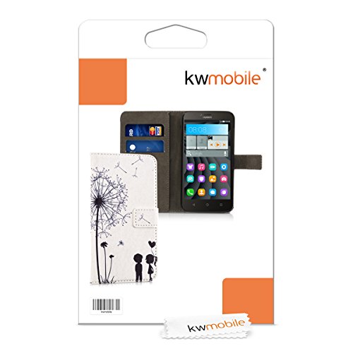 kwmobile HÃ¼lle fÃ¼r Huawei Y625 - Wallet Case Handy SchutzhÃ¼lle Kunstleder - Handycover KlapphÃ¼lle mit Kartenfach und StÃ¤nder Pusteblume Love Design Schwarz WeiÃŸ