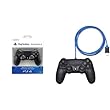 PlayStation 4 - DualShock 4 Wireless Controller, schwarz (2016) + AmazonBasics-Ladekabel by Sony