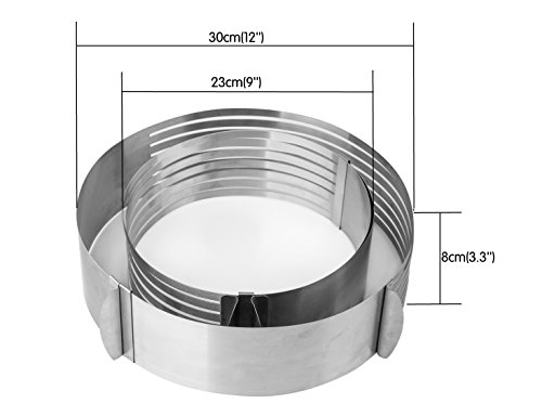 Somine Edelstahl verstellbare Tortenbodenteiler Scalable Kuchenring Schicht Kuchen Slicer von 23cm bis 30cm im Durchmesser- Für Kuchen, Mousse, Gebäck - 2