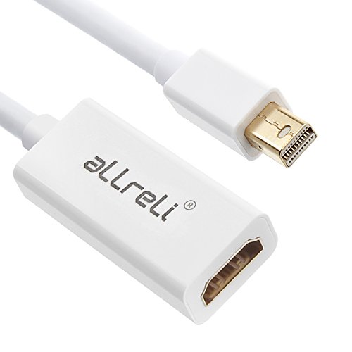 aLLreLi® 4Kx2K Mini Displayport auf HDMI Adapter / Kabel | Thunderbolt auf HDMI | Unterstützt Auflösungen bis zu 4K (3840×2160) | 24k vergoldete Kontakte | Video+Audio | für Apple iMac Macbook Air Pro - 2