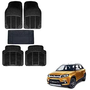 Autokaar Rubber Car Foot Mat for Maruti Vitara Brezza (Set of 5, Black)