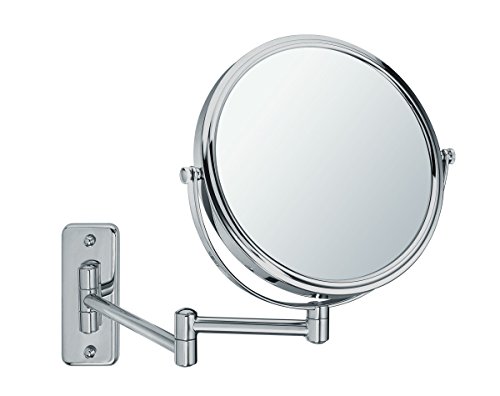 Sanwood Wandspiegel Bea Kosmetikspiegel Schminkspiegel satiniert, normale Ansicht + 5-fach Vergrößerung