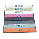 tokiokitchenware schleifstein-set Paket:Schleifstein, 8 Stück. Wetzstein, Messerschärfstein, Ölsteinschärfer mit Sockel von 240# bis 10.000# - 15 cm x 2 cm x 0,5 cm, 8er Set