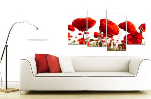 Wallfillers Canvas 4056 Wandbild mit Blumendruck, rote Mohnblumen, extragroß - 2