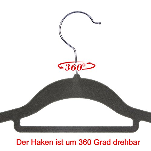 Songmics 20 Stück 0,6 cm dick Anzugbügel Kleiderbügel mit rutschfeste Oberfläche dünn, Samt, Grau CRF20V - 5