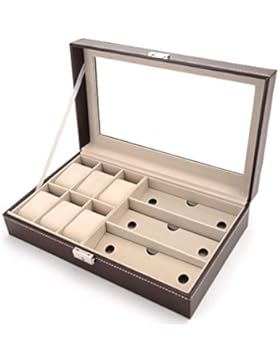 DoubleBlack Uhrenbox for 6 Uhren Brillenbox für 3 Paar Brillen Braun