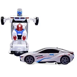 BACKGAMMON Robot Car 2 in 1 Automatic Convertible Police Transformation Robot Car Toy for Kids with Multicolor Lights and Dazzling Sound Racing Car, Pack of 1(Color as per Availability)