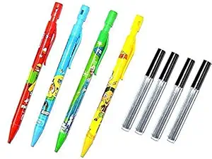 Happie Shopping Printed Mechanical Pencils with Lead Refills Box for Kids Birthday Party Return Gifts (Pack of 4)