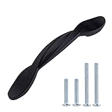 Saliente: 2,48 cm Tirador retorcido, para armario, 11,43 cm de longitud (centro del orificio de 7,62 cm), Negro liso, Paquete de 10