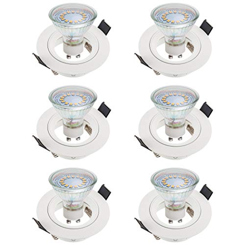 sebson® 6X Faretto ad Incasso, Tipo 7, incl. GU10 3.5W Lampadina LED (Pari a 30W), 300lm, Bianco Caldo, 110°