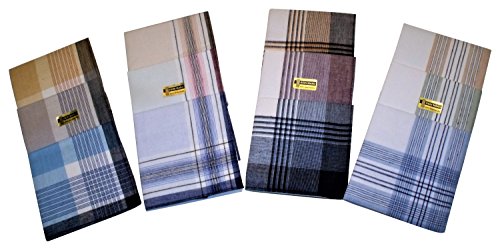 Preisvergleich Produktbild Karl Teichmann 4 x 3er Herren Stoff­-Taschentücher Cellopackung. Unterschiedliche Designs (2x weißgrundig, 2x fondfarbig) 40 x 40 cm