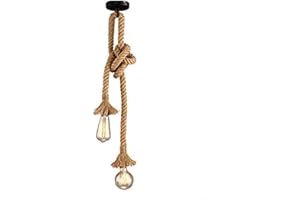 Lámpara colgante industrial STARRYOL, lámpara colgante de cuerda de cáñamo de doble cabezal para comedor, salón, restaurante, bar, cafetería, longitud 60 + 60 cm