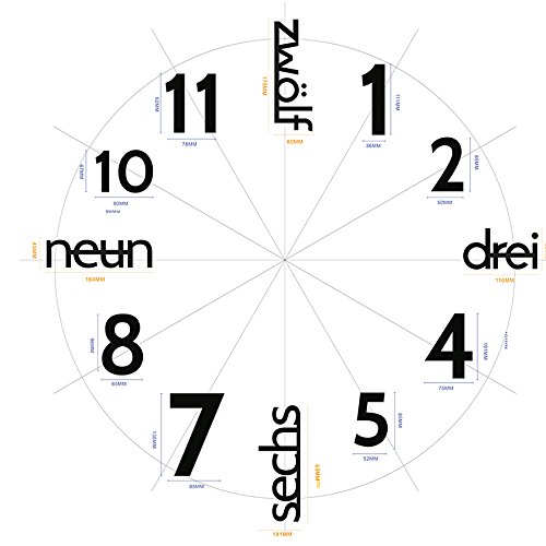 XXL 3D Schwarze Riesen Designer Wanduhr Wohnzimmer Dekoration Wandtatoo mit deutschem Zifferblatt aus Acryl - 5