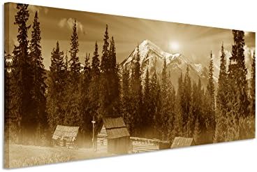 150 x 50 cm Wall Picture Panoramic Photo Canvas Picture in Sepia Nature Mountain Chains Ukraina Alpine Summit Carpathian