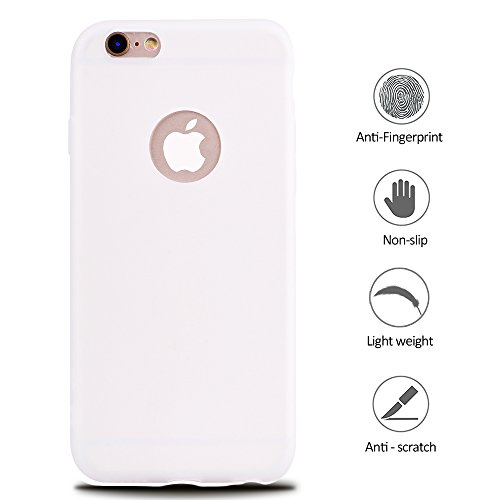 Funda iPhone 6 6s   E-Lush Suave Silicona TPU Carcasa iPhone 6s Bumper Ultra Delgado Flexible Gel Parachoques Goma Mate Opaco Case Cover Amortigua Golpes Protectiva Caso para iPhone 6 6s  4 7 Pulgadas  Smartphone Anti-Rasgu  o y Resistente Tapa - Blanco