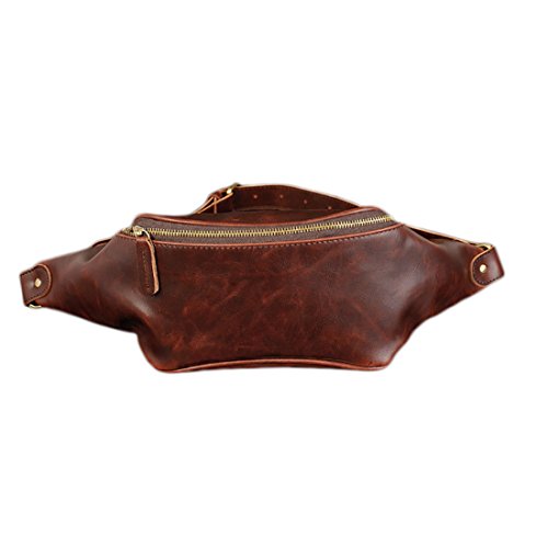 TOYIS Sac banane, Sac banane Cuir PU l'argent Pouch Bumbags pour voyage, randonnée, camping, alpinisme Taille unique marron foncé