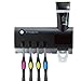 Produktbild JYGQ Automatische Zahnpastaspender  Zahnbürste Sterilisator UV Automatische Zahnpasta Entferner Saugvibrator Elektrische Hängende Zahnbürste Rack (Weiß, Schwarz) (Farbe : Schwarz)