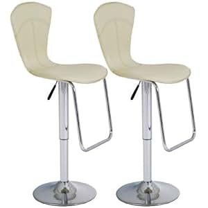 2x Design Barhocker, hohe Rückenlehne, creme: Amazon.de: Küche & Haushalt