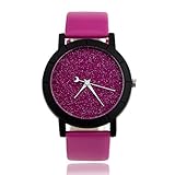 Women's Watches Damenuhren, Kingwo Armbanduhr Herrenmode-Mädchen-Minimalist-Art- und Weiseuhren für Geliebt-Leder-Bügel-Uhr (Pink)