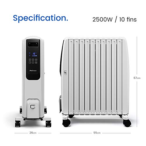 Pro Breeze Digital Radiador de Aceite 2500 W, con 10 Elementos