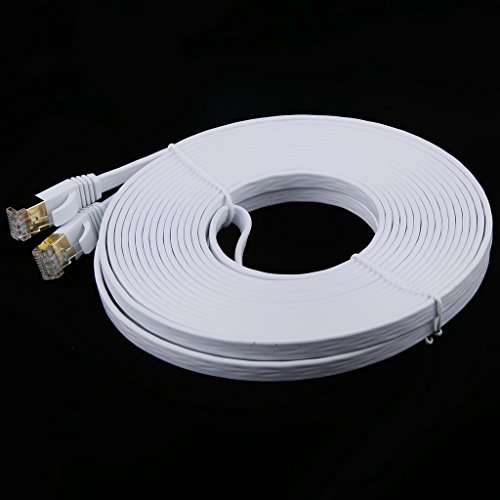 Cat7 RJ45 Ethernet flache Patch Netzwerk LAN NetzwerkkabelInternet Kabel Netzwerkkabel Vergoldet – 10m - 3