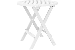 ‎VIDAXL vidaXL Składany stolik ogrodowy, biały, Ø 46 cm, lite drewno akacjowe