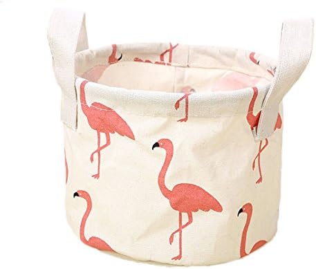 Demarkt Foldable Storage Box Cute Animals Pattern Fabric Storage Cylinder for Organize Cosmetic Toys Newspaper Magazine Stationery Mini Cylinder Storage Bins(White)