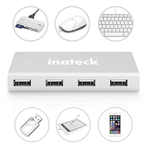 Inateck USB 3.0 4-Port Hub with Bus-Powered for Laptops, Ultrabooks and Tablet PCs with USB Ports Backward Compatible with USB 2.0 & Support Windows 8/ 7/ Vista/ XP, Mac OS X 10.8.4, White - 2