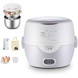 Mini Cuiseur électrique Multifonction Portable Cuiseur à Riz Cuit Vapeur Lent 1.0L En Acier Inoxydable Liner Boîte De Chauffage(Ivory)